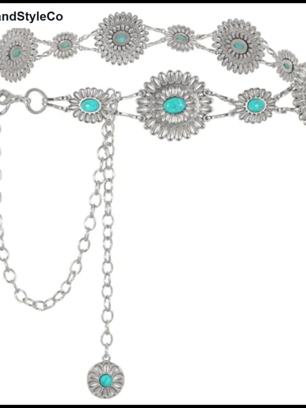 Western Concho Chain Belt for Women Metal Waist Chain with Lobster Claw Clasp